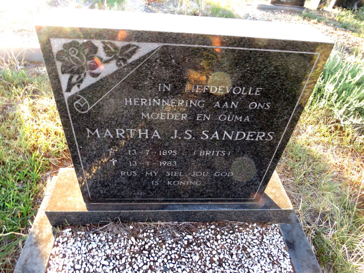 SANDERS Martha J.S. nee BRITS 1895-1983