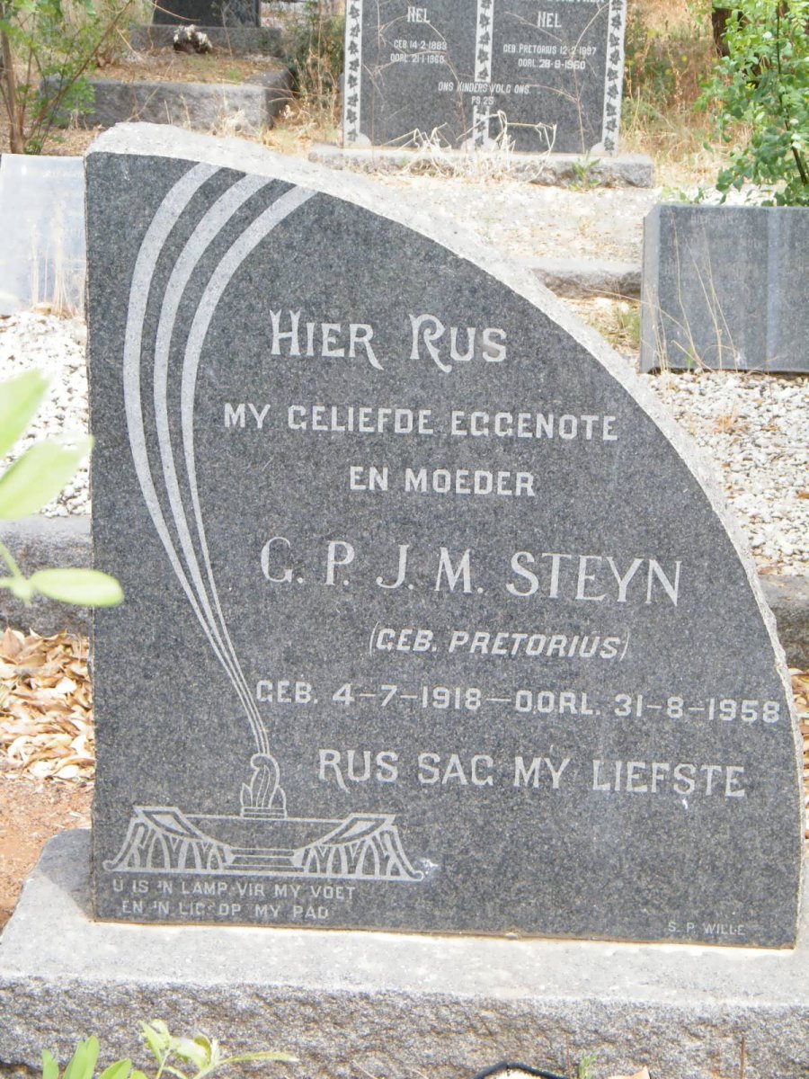 STEYN G.P.J.M. nee PRETORIUS 1918-1958
