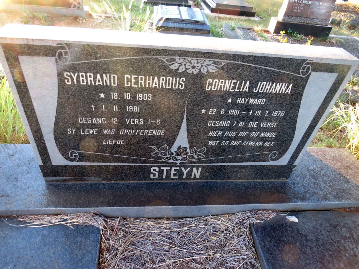 STEYN Sybrand Gerhardus 1903-1981 & Cornelia Johanna HAYWARD 1901-1976