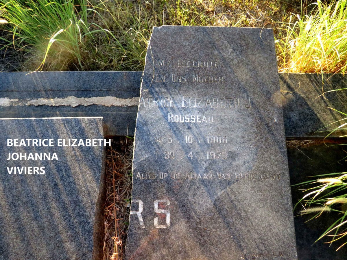 VIVIERS Beatrice Elizabeth Johanna nee ROUSSEAU 1908-1975