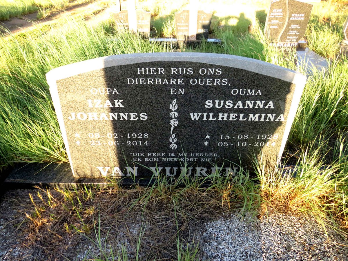 VUUREN Izak Johannes, van 1928-2014 & Susanna Wilhelmina 1928-2014
