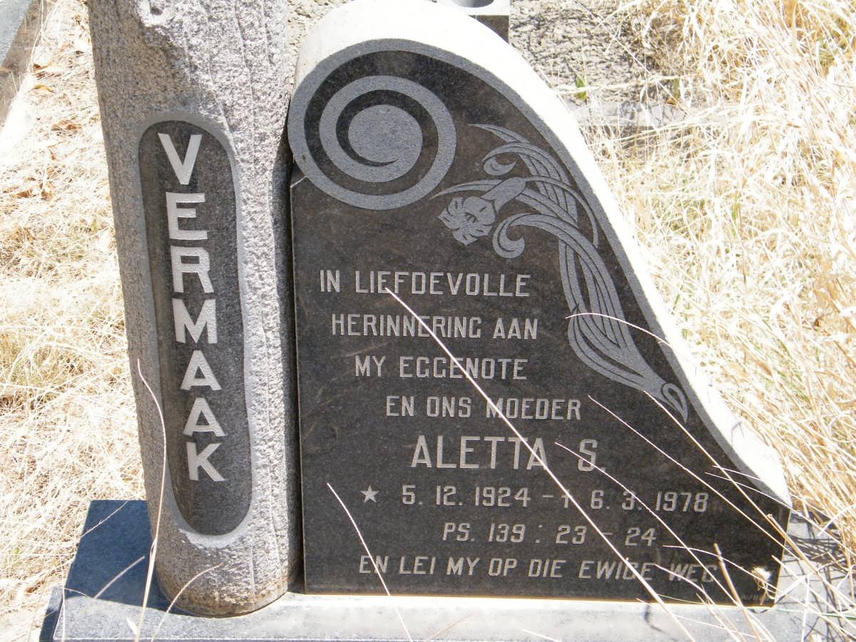 VERMAAK Aletta S. 1924-1978