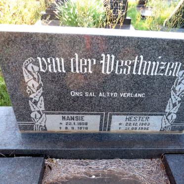 WESTHUIZEN Hansie, van der 1898-1976 & Hester 1903-1996
