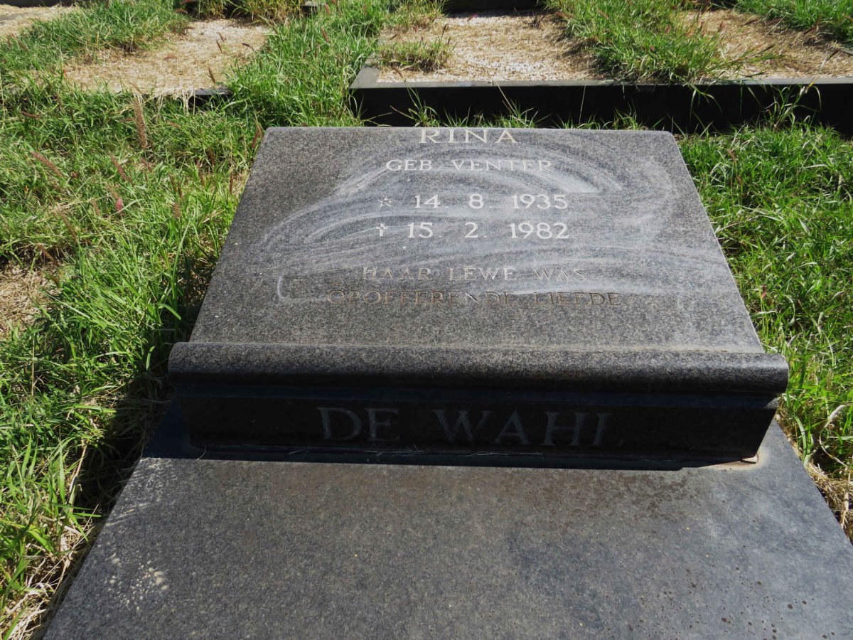 WAHL Rina, de nee VENTER 1935-1982