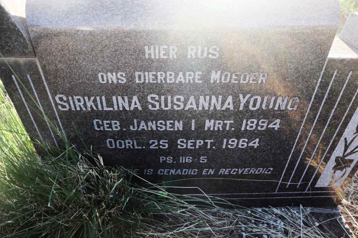 YOUNG Sirkilina Susanna nee JANSEN 1894-1964