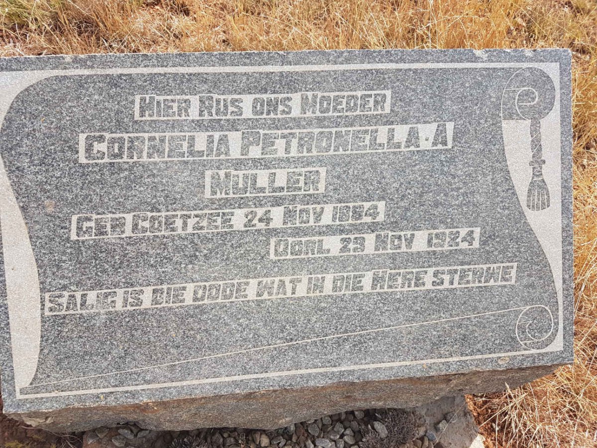 MULLER Cornelia Petronella A. nee COETZEE 1884-1924