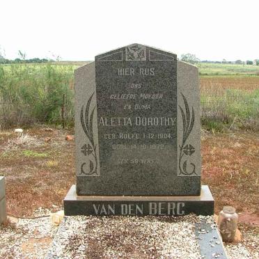 BERG Aletta Dorothy, van den nee ROLFE 1904-1972 