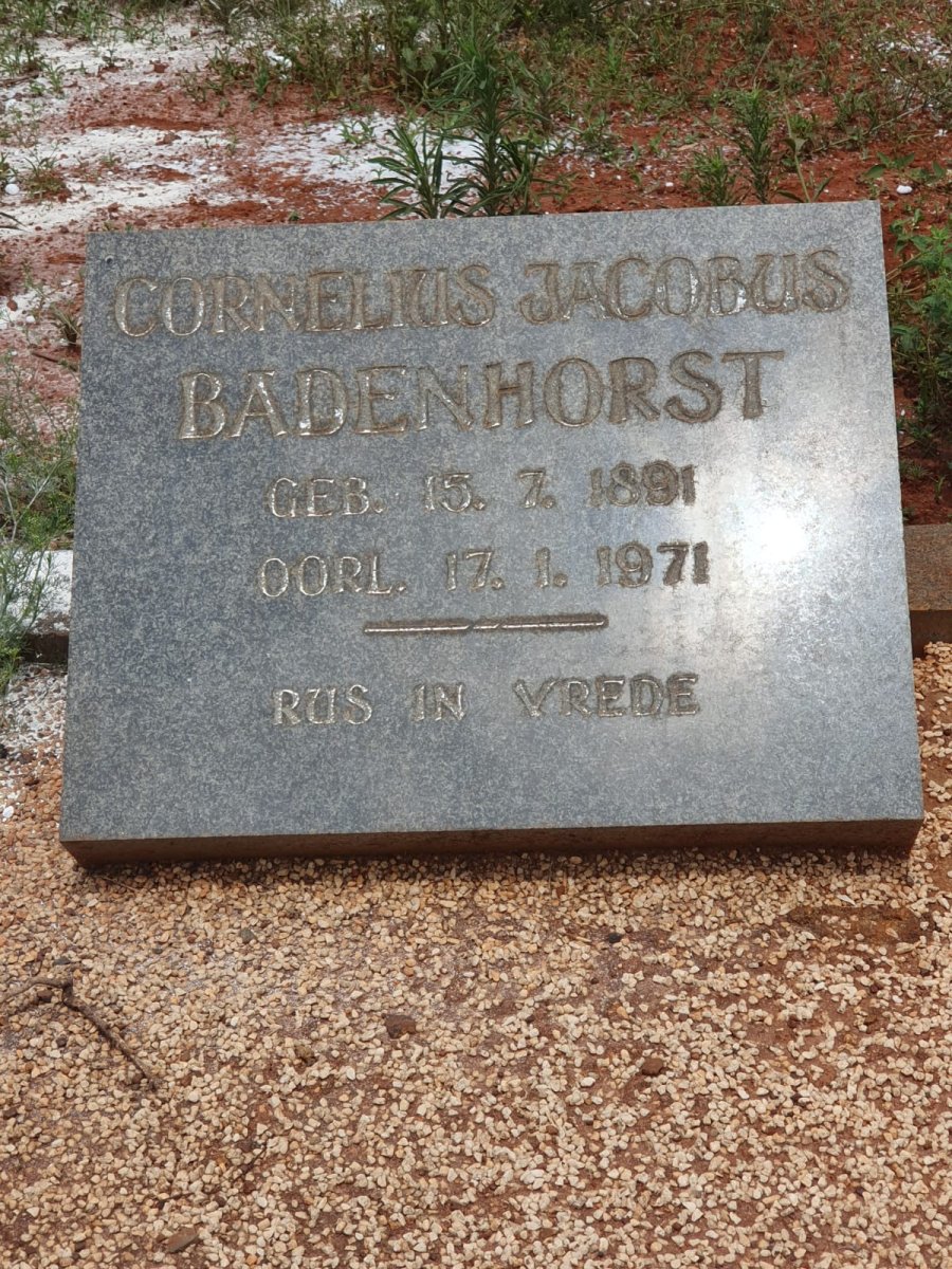 BADENHORST Cornelius Jacobus 1891-1971