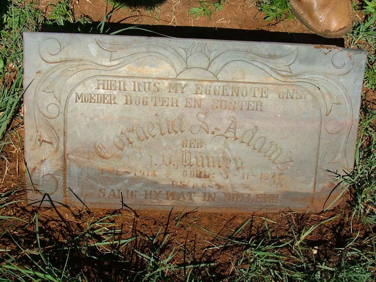ADAMS Cornelia S. nee J.v. VUUREN 1913-19?8