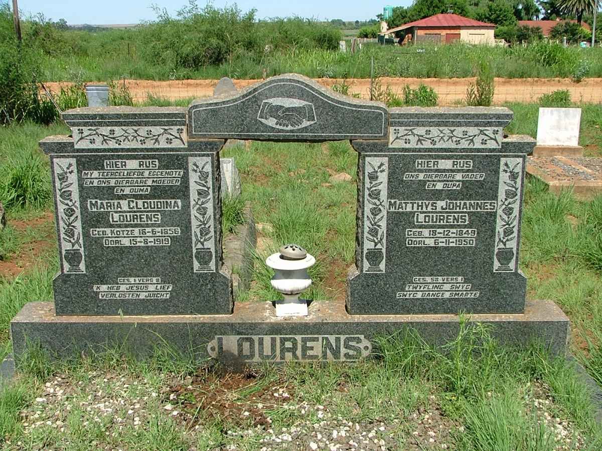 LOURENS Matthys Johannes 1849-1950 &amp; Maria Cloudina KOTZE 1856-1919