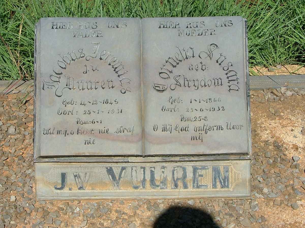 VUUREN Jacobus Jeremias, J.v. 1845-1931 &amp; Cornelia Susara STRYDOM 1860-1932