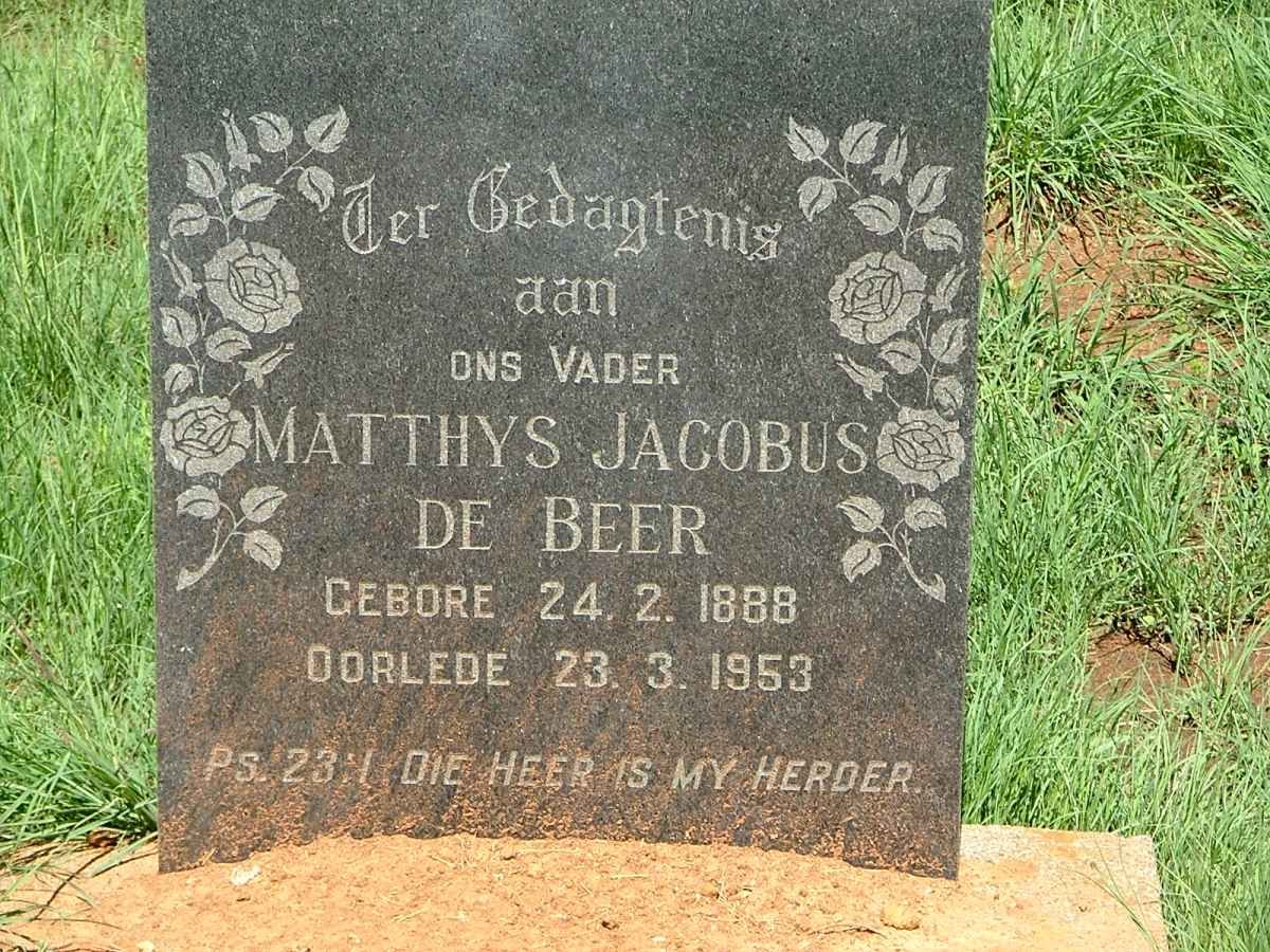 BEER Matthys Jacobus, de 1888-1953