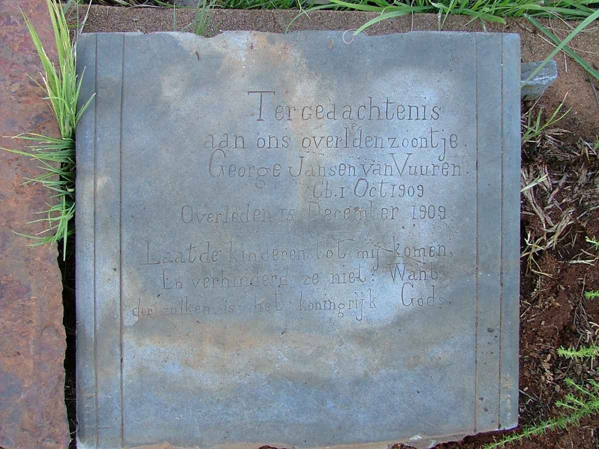 VUUREN George, Jansen van 1909-1909