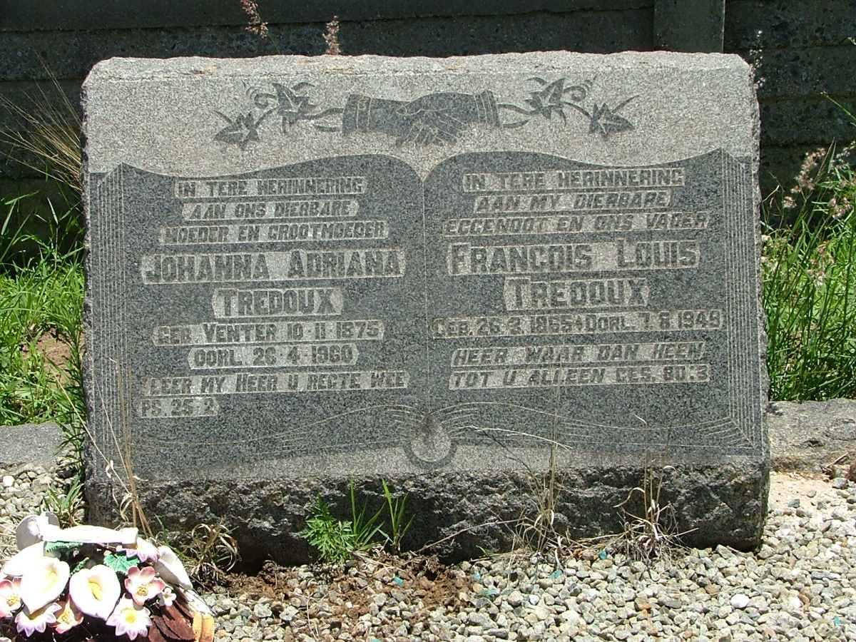 TREDOUX Francois Louis 1865-1949 &amp; Johanna Adriana VENTER 1875-1960