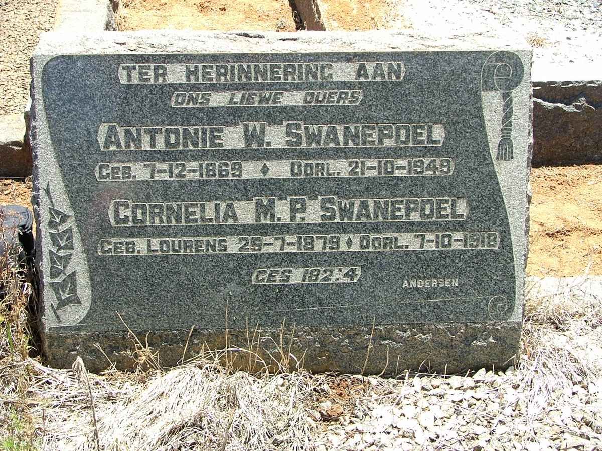 SWANEPOEL Antonie W. 1869-1949 &amp; Cornelia M.P. LOURENS 1879-1918