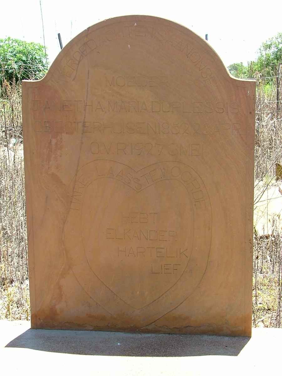 PLESSIS Janetha Maria, du nee ETERHUISEN 1852-1927