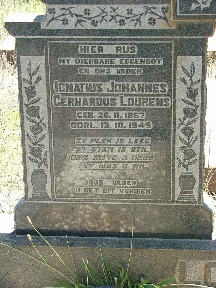 LOURENS Ignatius Johannes Gerhardus 1867-1949
