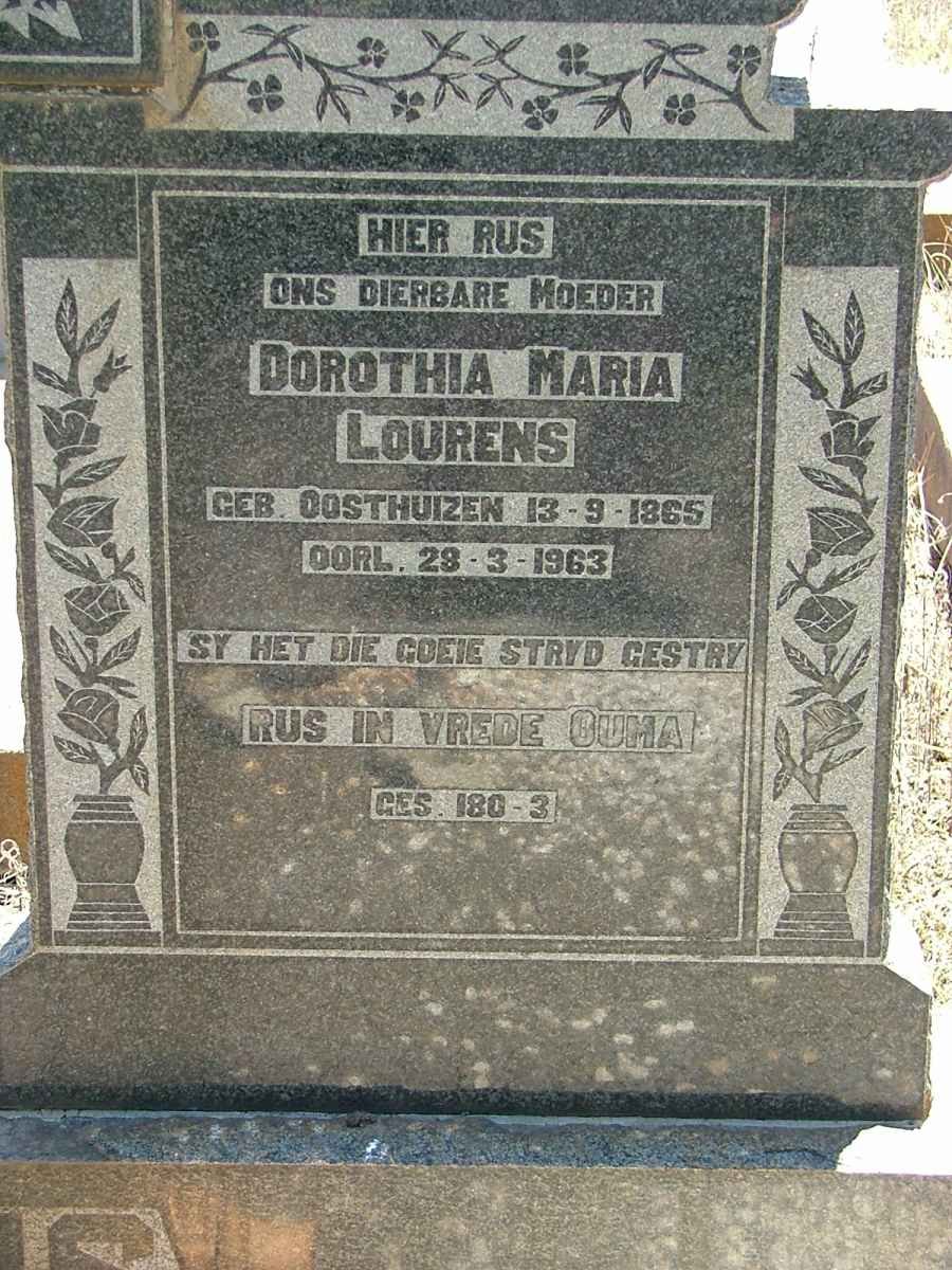 LOURENS Dorothea Maria nee OOSTHUIZEN 1865-1963