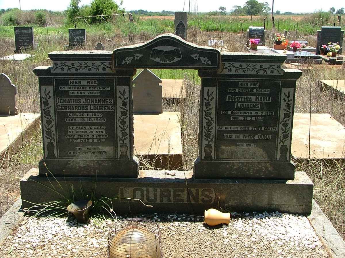 LOURENS Ignatius Johannes Gerhardus 1867-1949 &amp; Dorothea Maria OOSTHUIZEN 1865-1963