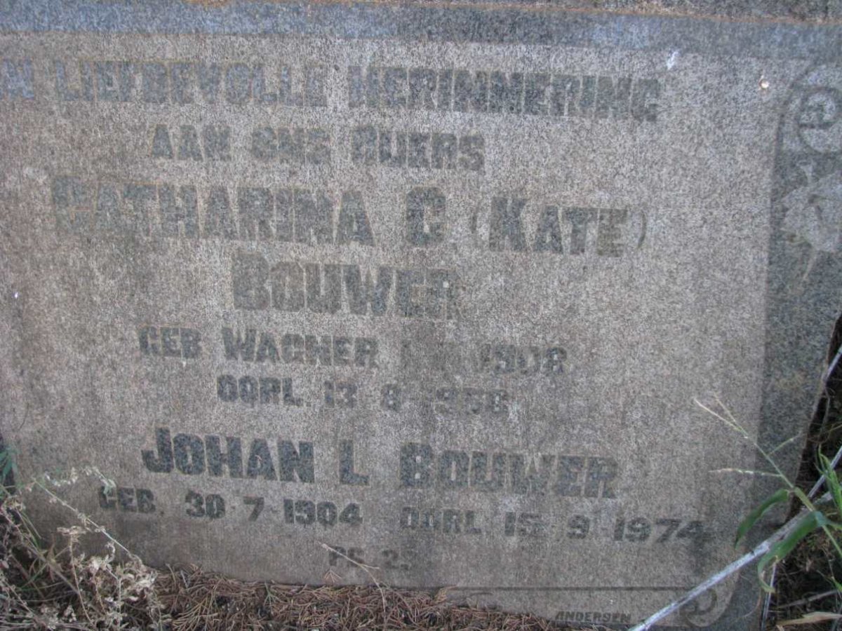 BOUWER Johan L. 1904-1974 &amp; Catharina C. WAGNER 1908-1956