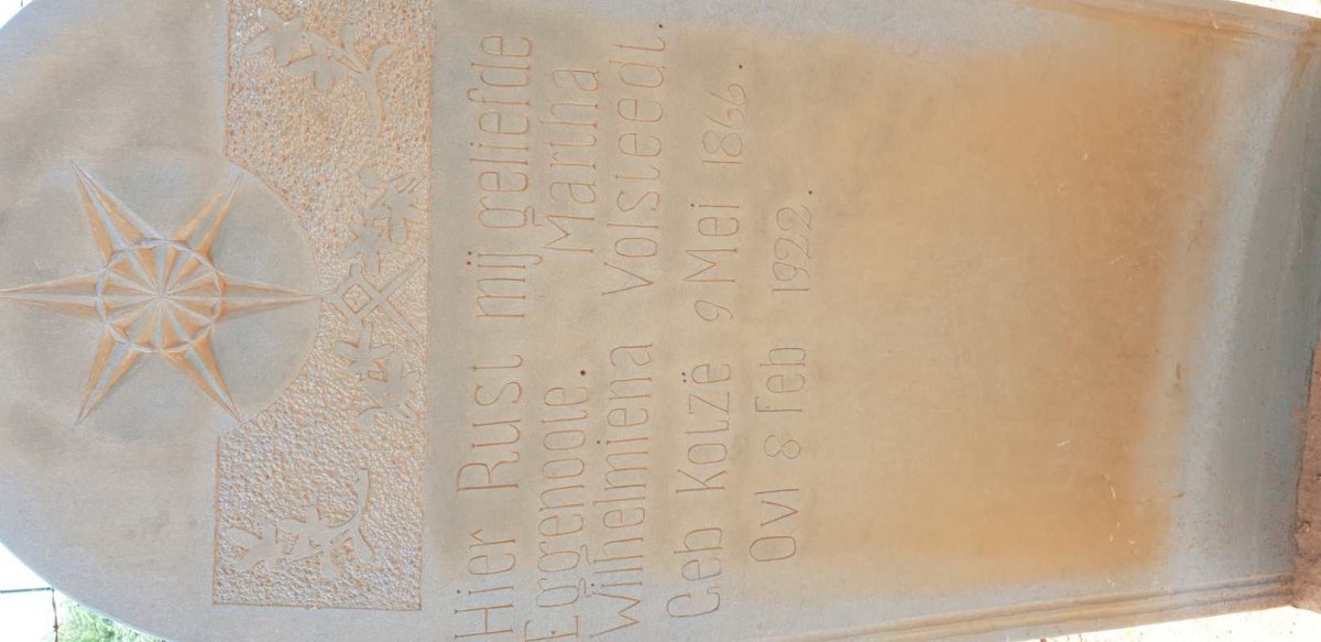 VOLSTEEDT Martha Wilhelmiena nee KOTZE 1866-1922