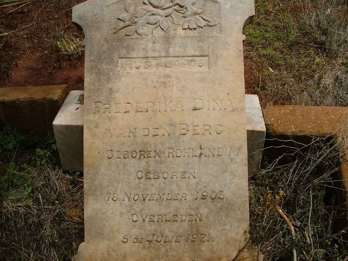 BERG Frederika Dina, van den nee ROHLAND 1905-1921
