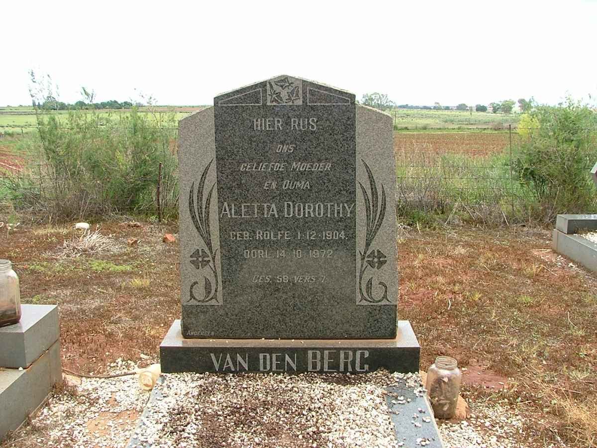 BERG Aletta Dorothy, van den nee ROLFE 1904-1972 