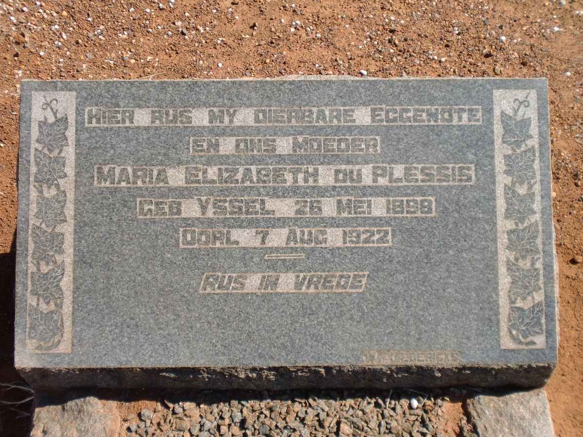 PLESSIS Maria Elizabeth, du nee YSSEL 1898-1922
