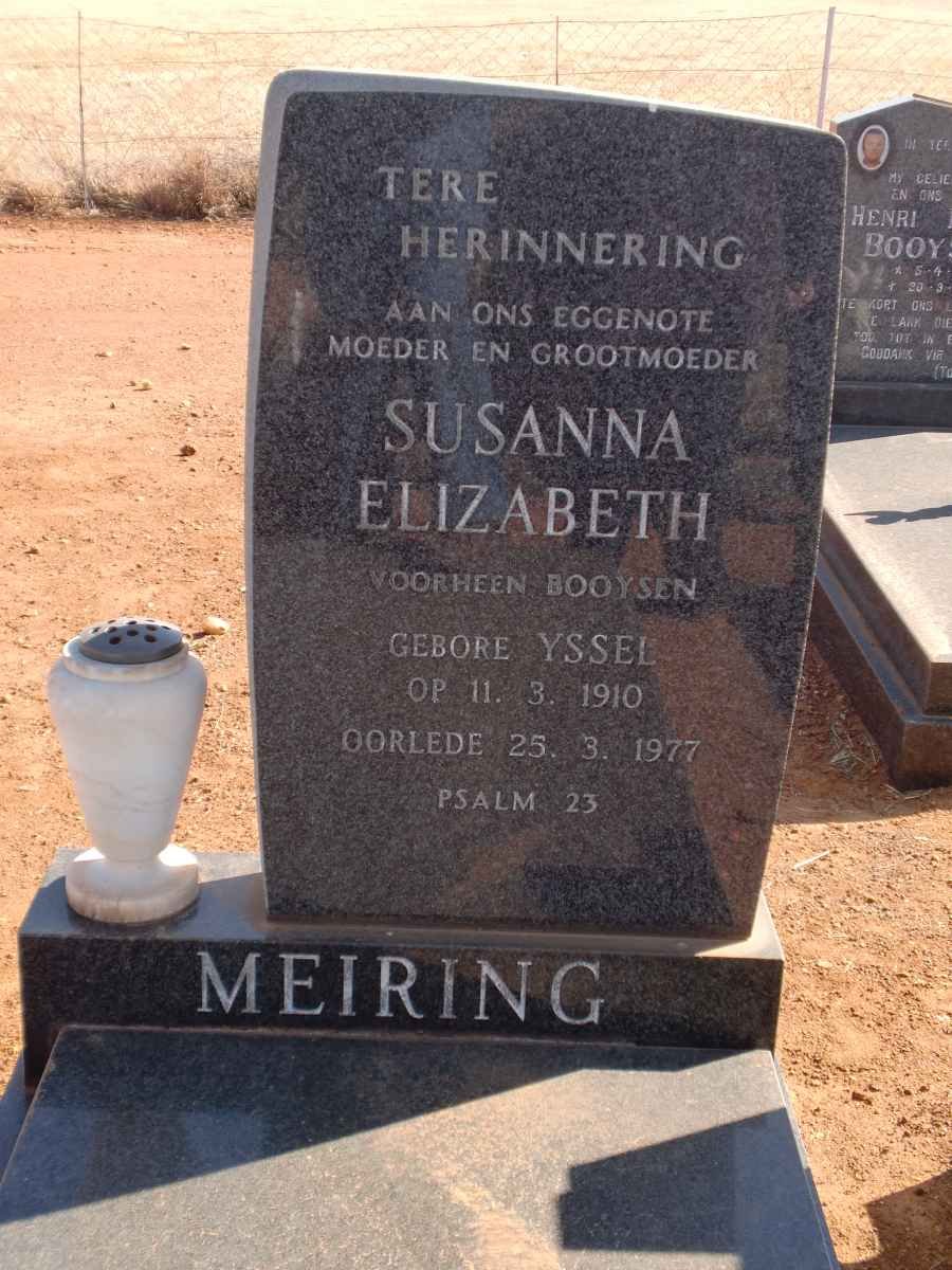 MEIRING Susanna Elizabeth previously BOOYSEN nee YSSEL 1910-1977