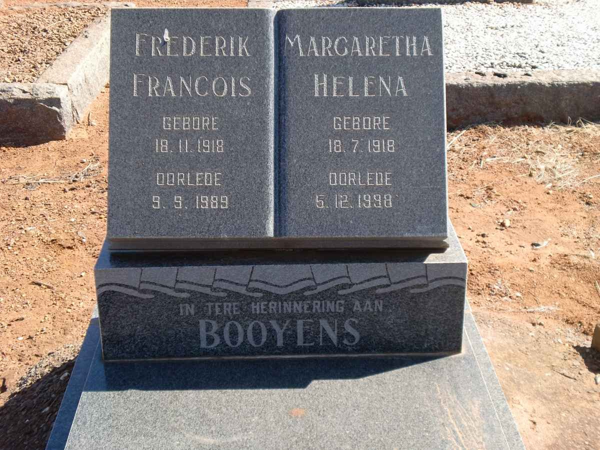 BOOYENS Frederik Francois 1918-1989 &amp; Margaretha Helena 1918-1998