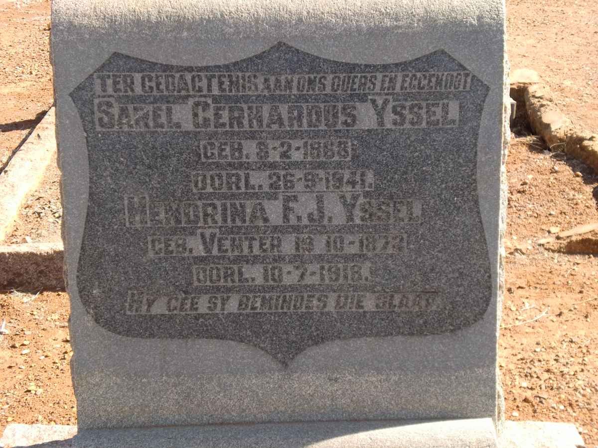 YSSEL Sarel Gerhardus 1868-1941 &amp; Hendrina F.J. VENTER 1872-1918