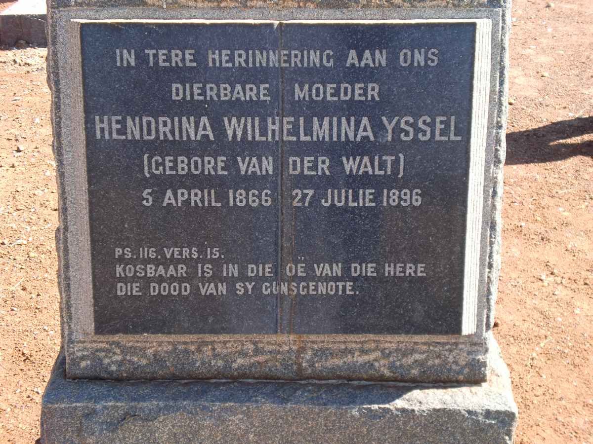 YSSEL Hendrina Wilhelmina nee VAN DE WALT 1866-1896
