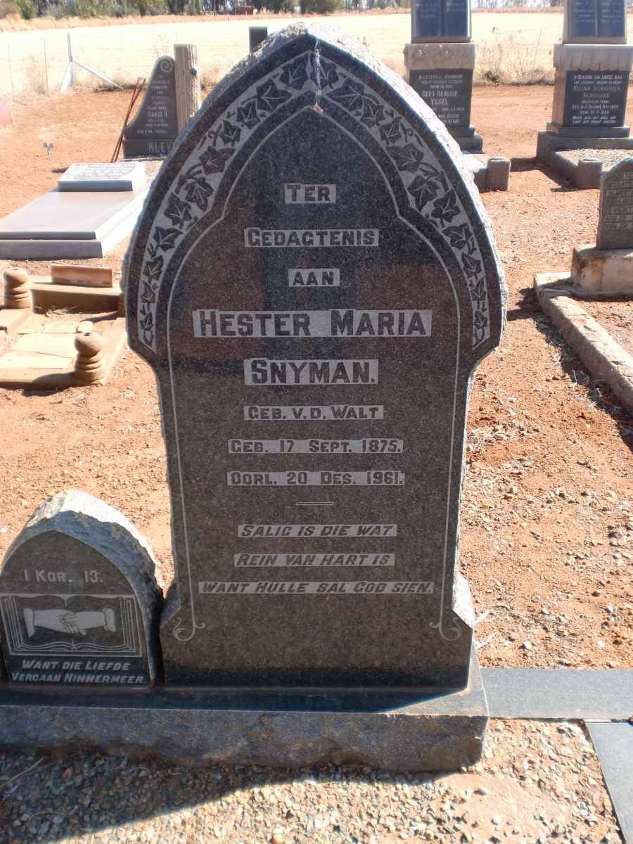 SNYMAN Hester Maria nee V.D. WALT 1875-1960