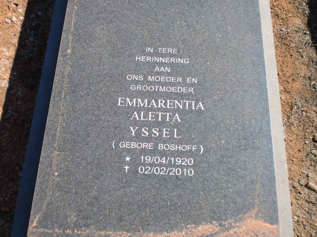 YSSEL Emmarentia Aletta nee BOSHOFF 1920-2010