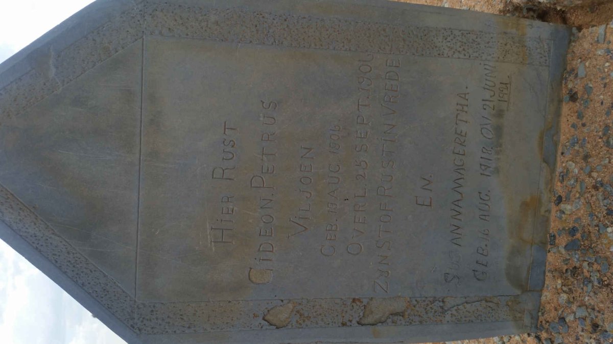 VILJOEN Gideon Petrus 1906-1906 :: VILJOEN Susanna Mageretha 1918-1921