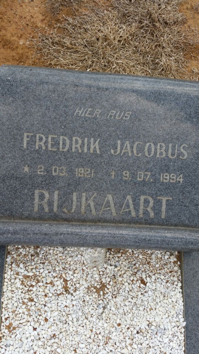 RIJKAART Fredrik Jacobus 1921-1994