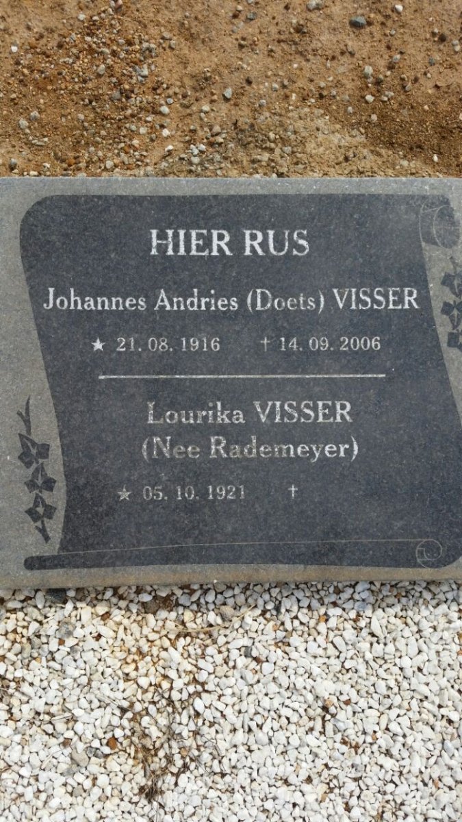 VISSER Johannes Andries 1916-2006 &amp; Lourika RADEMEYER 1921-
