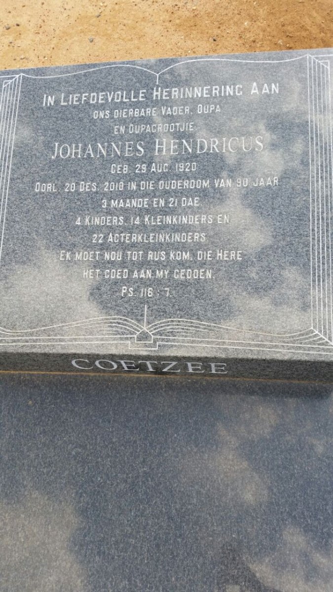 COETZEE Johannes Hendricus 1920-2010