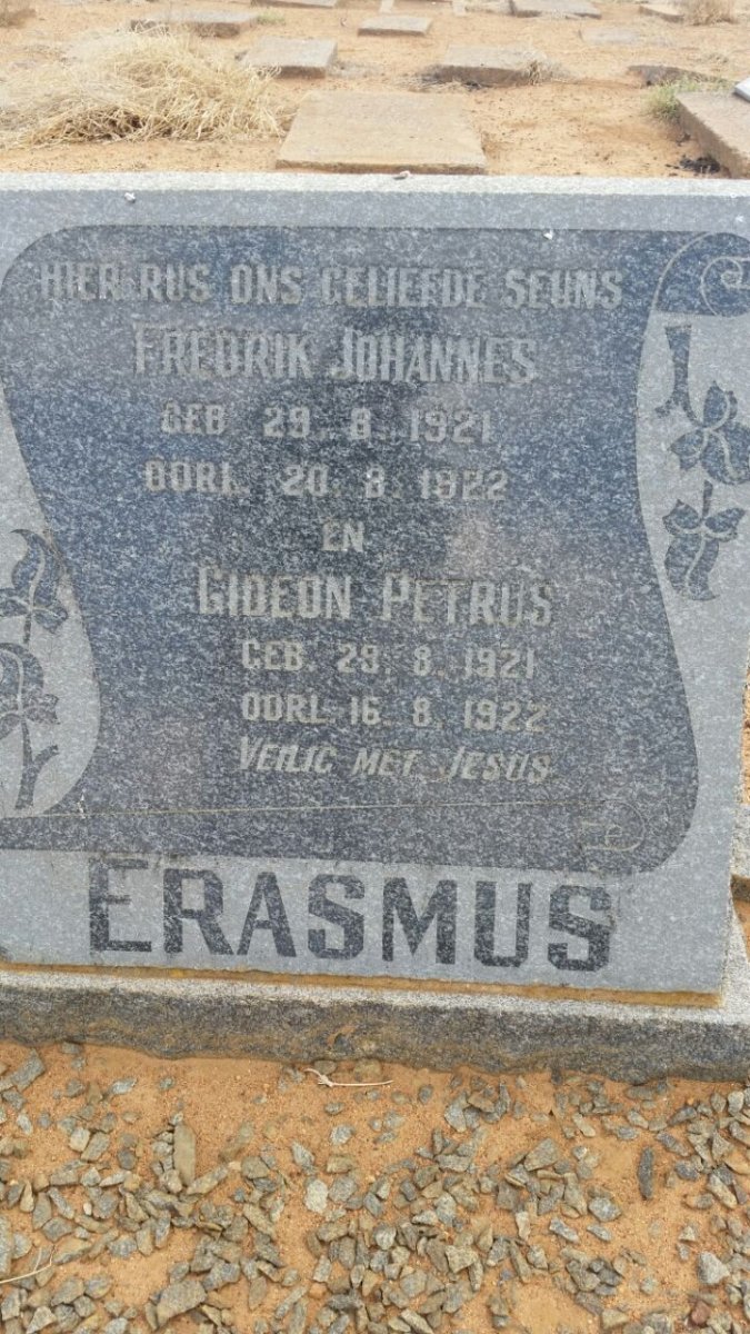 ERASMUS Fredrik Johannes 1921-1922 :: ERASMUS Gideon Petrus 1921-1922