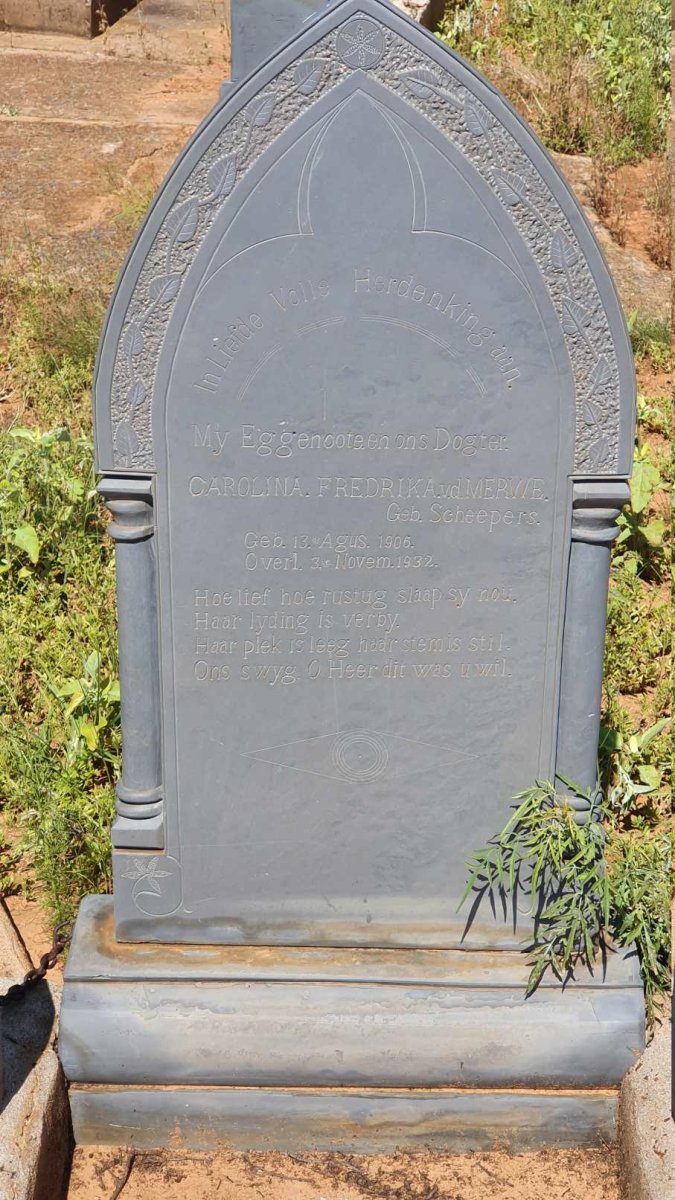 MERWE Carolina Fredrika, v.d. nee SCHEEPERS 1906-1932