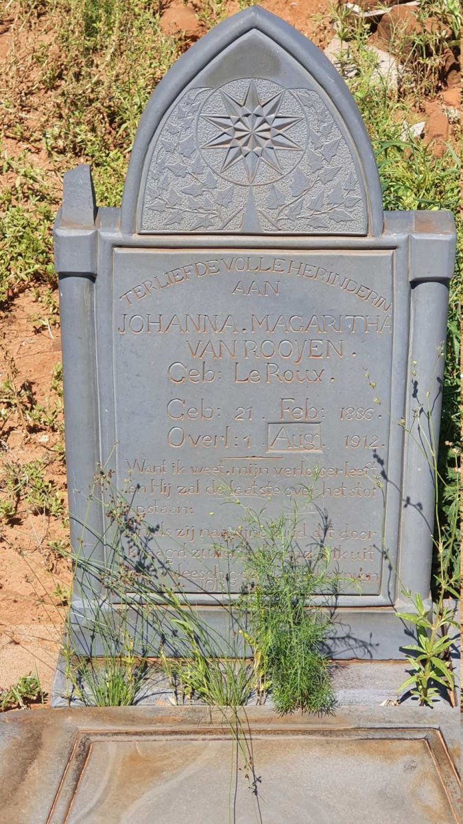 ROOYEN Johanna Magaritha, van nee LE ROUX 1886-1912