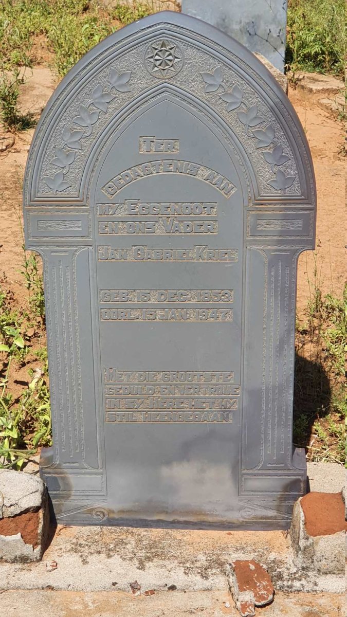 KRIEL Jan Gabriel 1853-1947