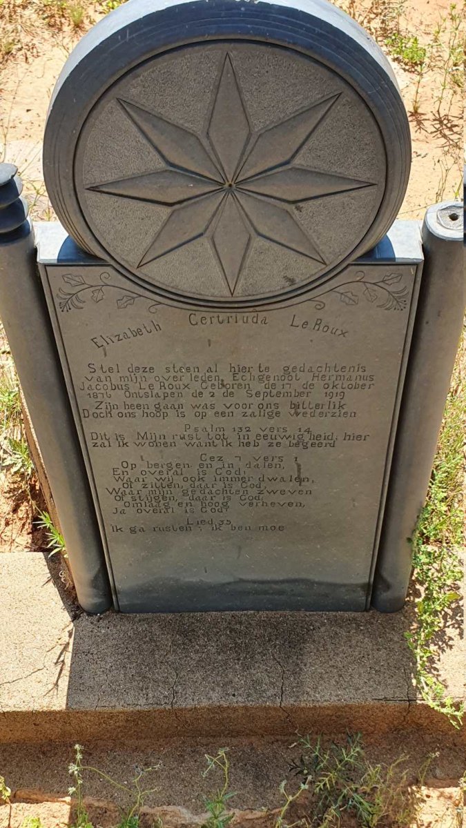 ROUX Hermanus Jacobus, Le 1876-1919