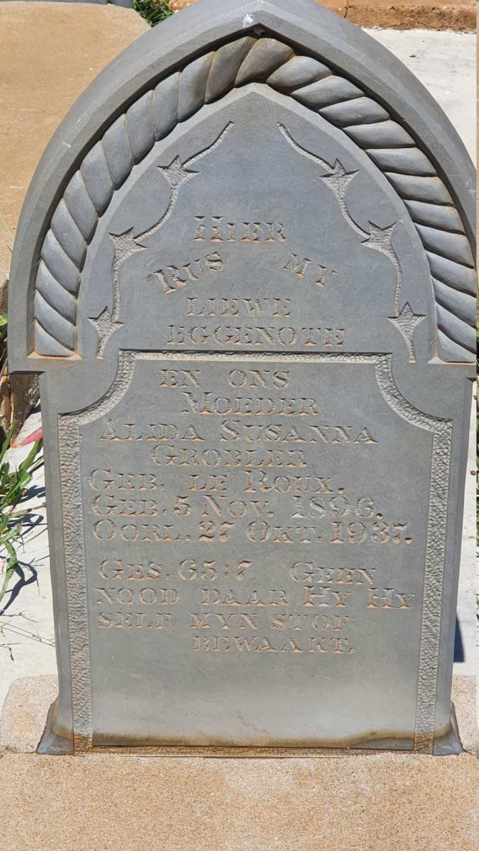 GROBLER Alida Susanna nee LE ROUX 1896-1937