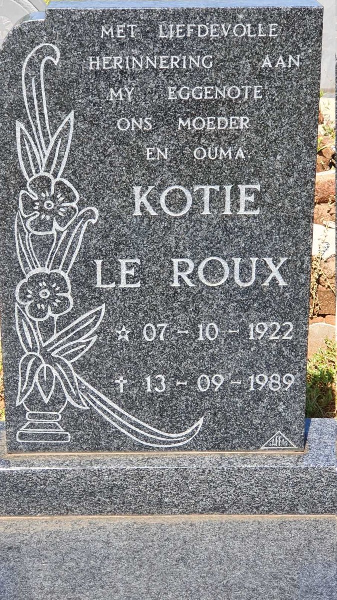 ROUX Kotie, le 1922-1989