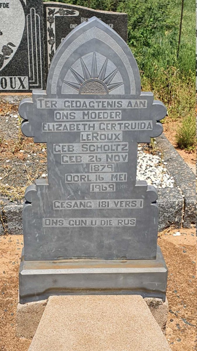 ROUX Elizabeth Gertruida, le nee SCHOLTZ 1879-1969