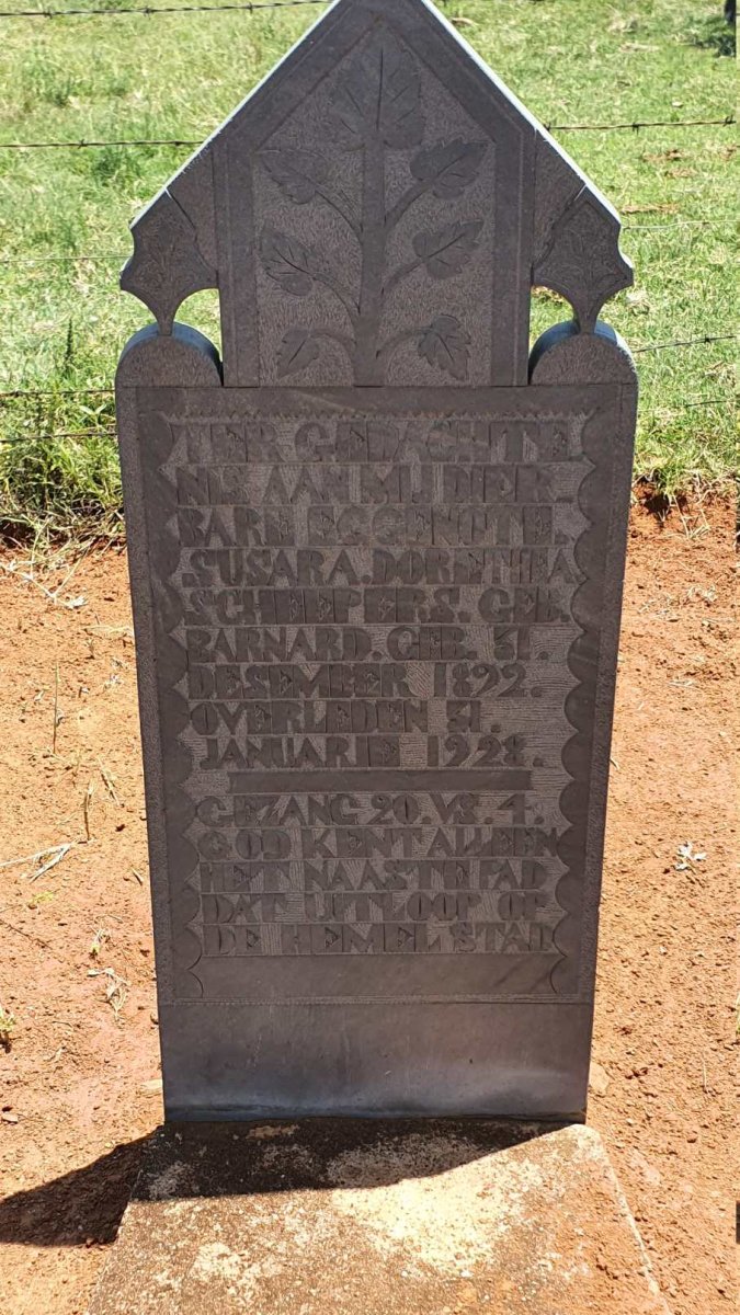 SCHEEPERS Susara Dorethea nee BARNARD 1892-1928