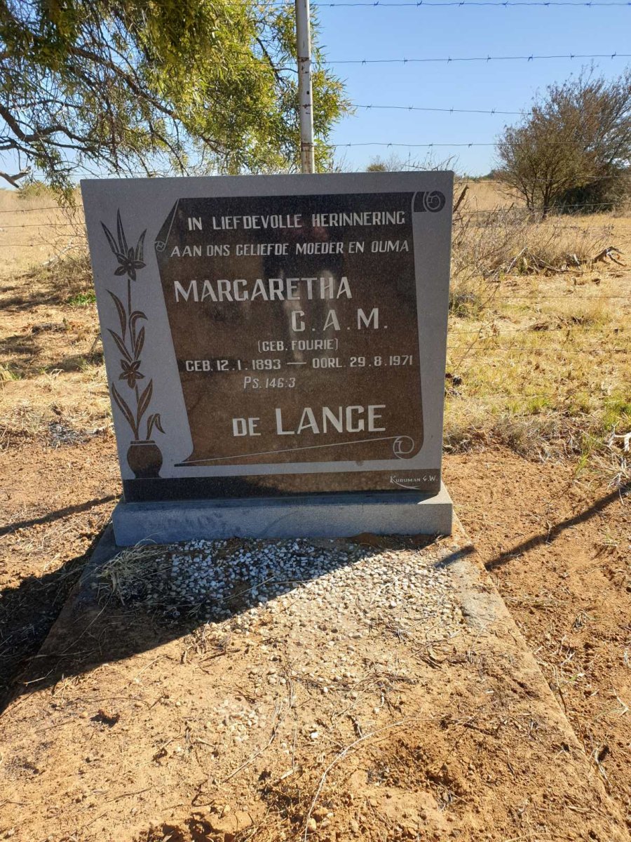 LANGE Margaretha C.A.M., de nee FOURIE 1893-1971