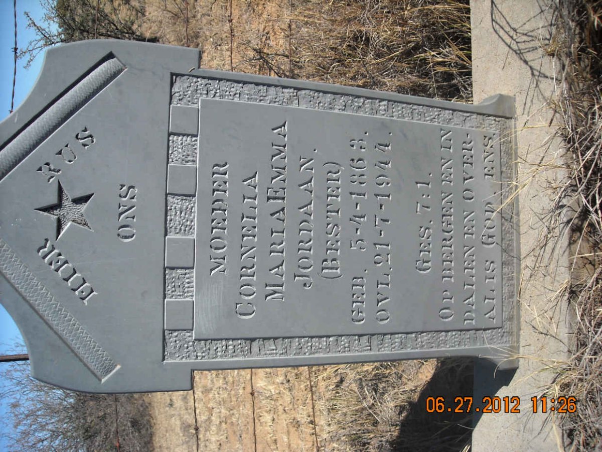 JORDAAN Cornelia Maria Emma nee BESTER 1863-1944
