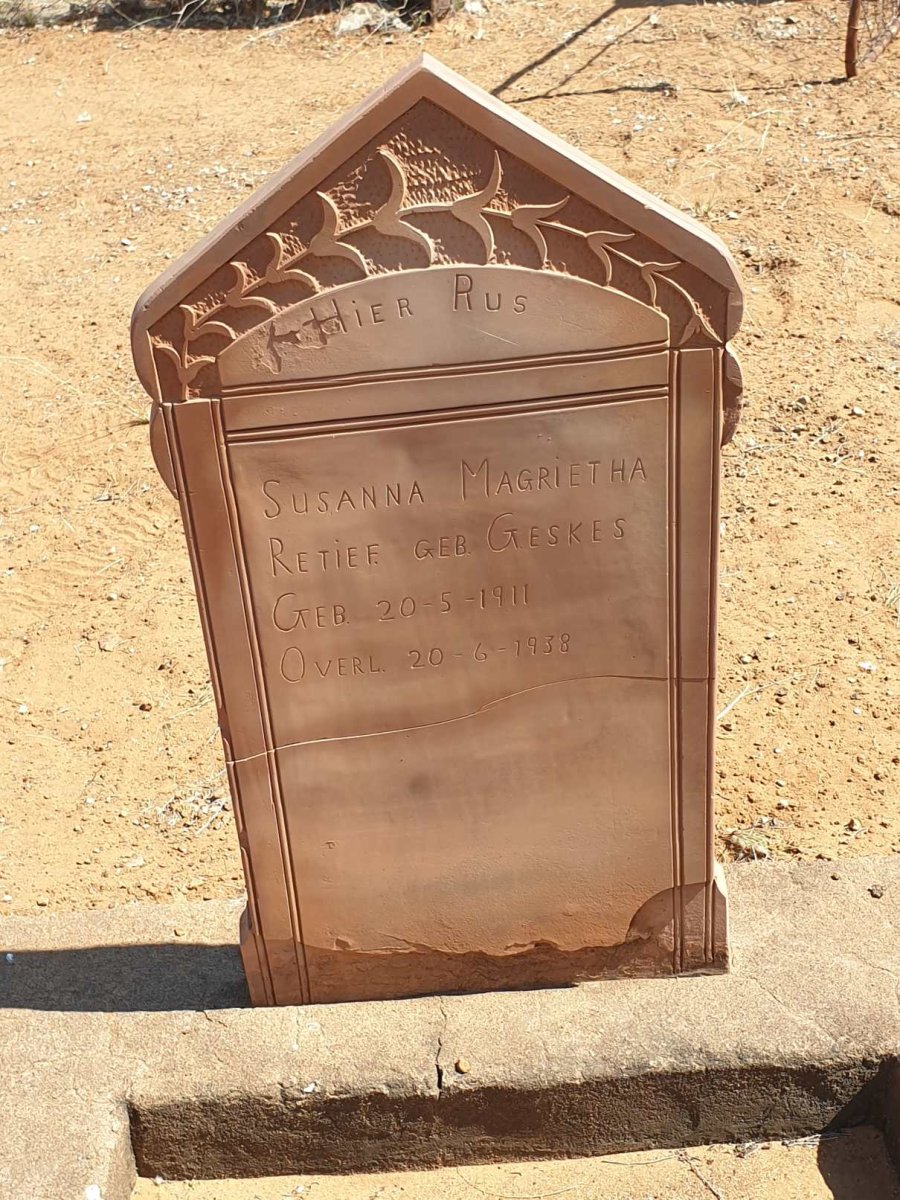 RETIEF Susanna Magrietha nee GESKES 1911-1938
